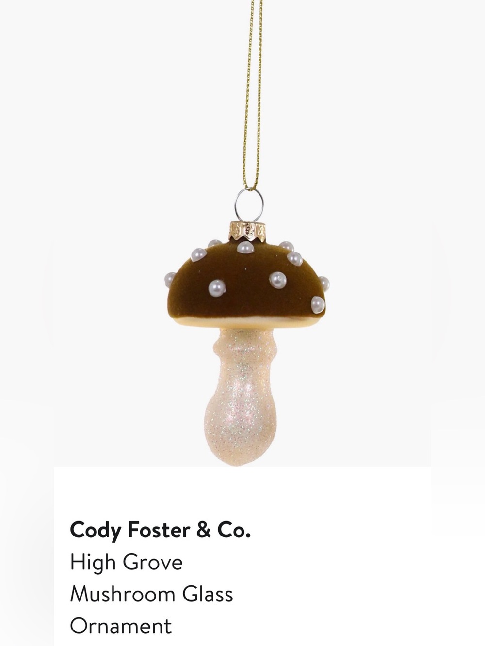 NWT High Grove Mushroom  Glass Ornament $32 MSRP